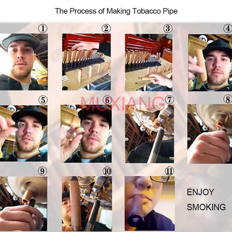 8 MUXIANG 10 Smoking pipe tools set Wooden Smoking pipe rosewood tobacco pipe for smoking weed with cleaners pipe rack