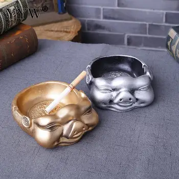 

Gold Pig Sliver Ashtray Home Ash Tray Resin Portable Cigar Ashtray Cigarette Holder Smoking Tool Accessory Asbak Office Cendrier