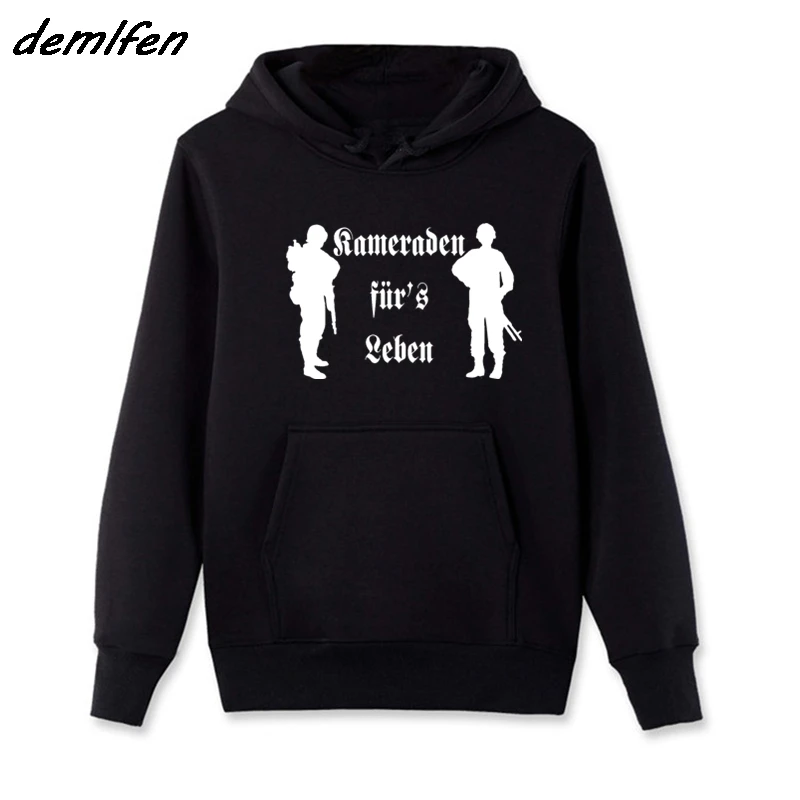 Spring Autumn Men Fleece Hoodie Comrades For Life German Army Wehrmacht Sweatshirt Hip Hop Jacket Coat Harajuku Streetwear | Мужская