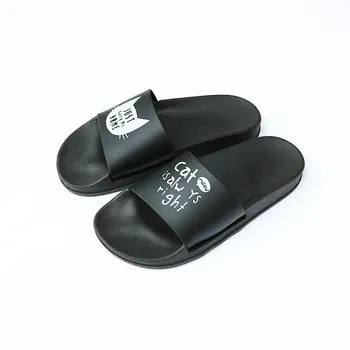 

Summer Slippers Shoes Woman 2019 Cartoon cute cat pattern Peep Toe Flip Flops Clear Women Outdoor Flat Beach Slides TUX40