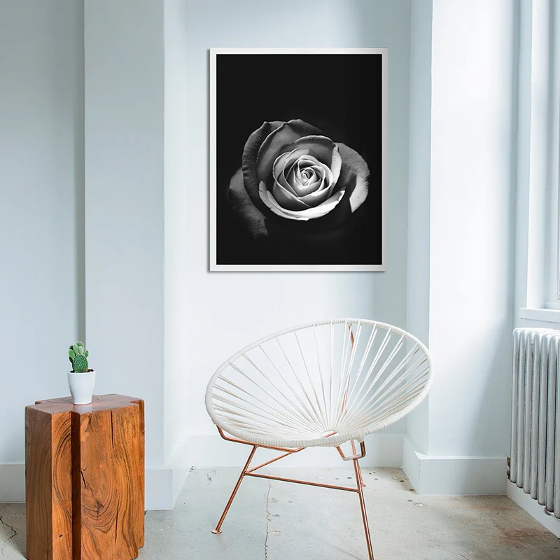 Minimalist-Black-and-White-Wall-Decor-Noble-Floral-Canvas-Art-Rose-Painting-Dew-Rose-Art-Poster (2)