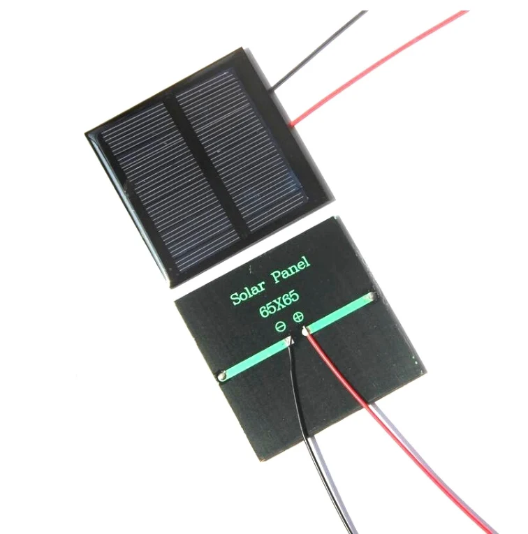 Новинка 0,6 Вт 5,5 В солнечная ячейка поликристаллическая солнечная панель DIY панель солнечной батареи зарядное устройство с кабелем 15 см провод светодиодный свет 65*65*3 мм