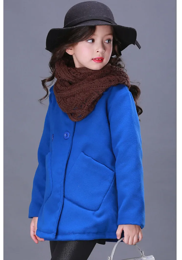 

Spring Winter Korea Style Girls Single-breasted Wool Coats Outwear&Jackets Children Clothing 5-12 Years KC-1701-2