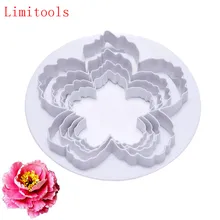 Пион лепестки шаблон цветок пластиковая паста 4 шт. торт пресс-форма набор печенья сахар помадка резак украшения для тортов