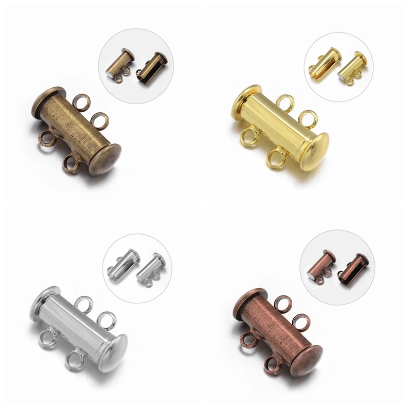 Buy 100Sets 16x10x7mm 2 Strands 4 Holes Tube Brass