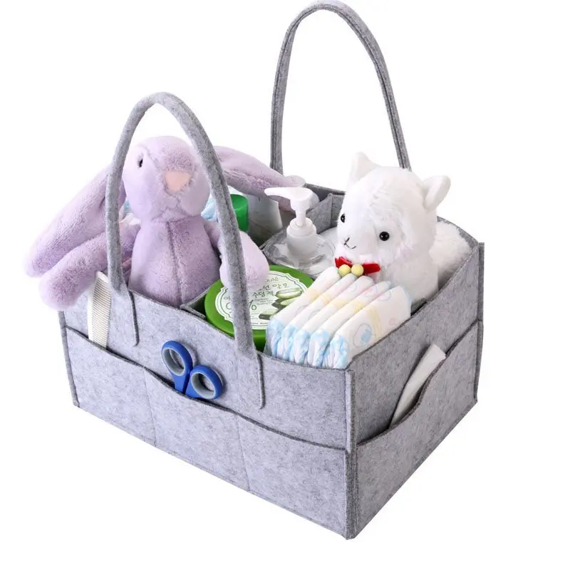 

Felt Diaper Organizer Nappy Box for Child Foldable Storage Box Baby Caddy Portable Holder Bag Nursery Essentials Storage Bin