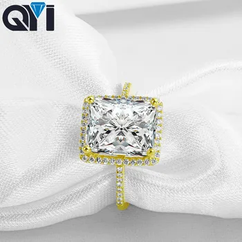 

QYI Luxury type 14K Solid Yellow Gold Rings Engagement Ring Women jewelry Oval Cut Sona Simulated Diamond For Wedding Jewelry
