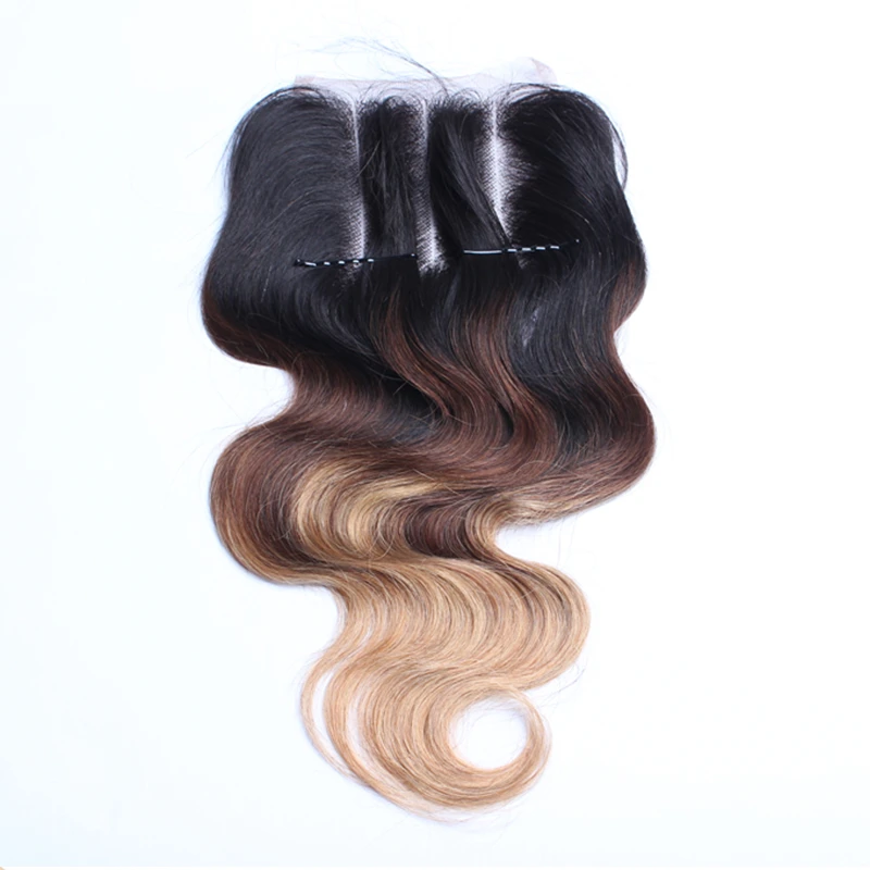 

Ombre Closure Peruvian Virgin Hair Free Middle Three Part Body Wave Lace Closure 4x4" Ombre Lace Closure Rosa Hair Products