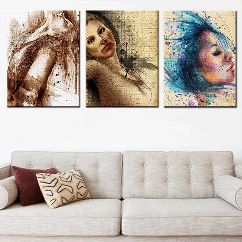 Женские портреты комнаты стены искусства картины плакаты, постеры по номерам гостиной Висячие холст картины вал прокрутки живопись