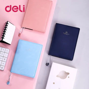 

Deli 1pcs Daily plan notebook PU Leather Note book Business cover Pocket bookmark Exquisite Notepad Stationery office supplies