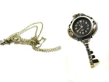 

Free shipping!!!Retro black Master Key Pendant Necklace Quartz Pocket Watch Xmas gift