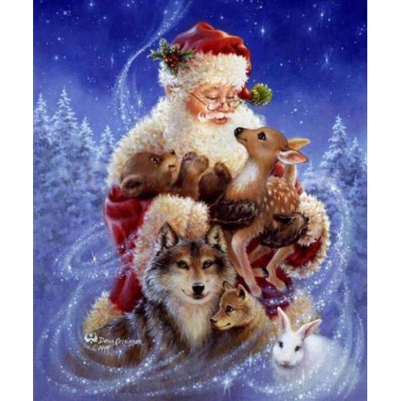 Full square/Round drill Diamond embroidery Santa wolf deer 5D DIY diamond Painting Cross Stitch Rhinestone Mosaic decor k3 | Дом и сад