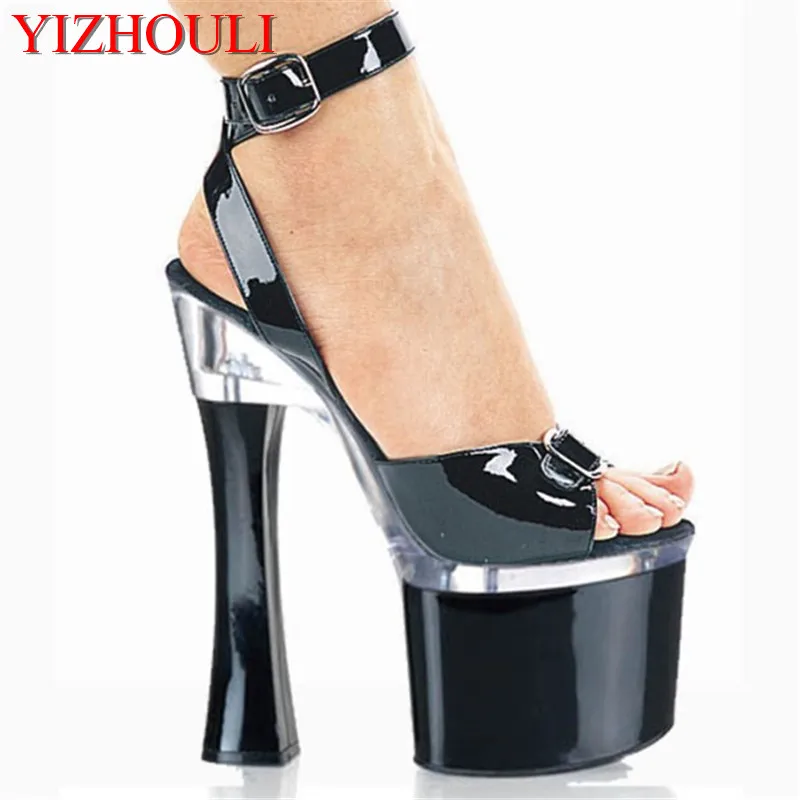 

Ankle strap root 18cm high heel platform pole dancing model shoes, party/wedding model show stage sandals