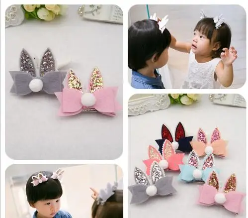 Shapu Children for girls with a solid double rabbit ear hair clips baby hair accessories tiara kids headwear ornaments hairpin