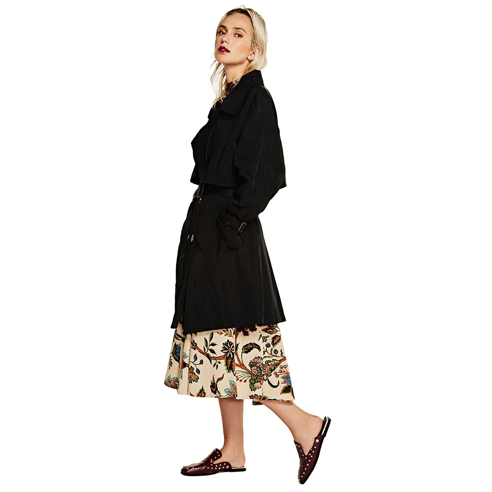 Vers Solide Boutonnage Manches Manteau Casual Double Outwear Bas Classique À Green Tournent Kenancy light Ceinturé Le Femmes Khaki Black vent Trench Pleine Boutons army Coupe xX0n7pTfF
