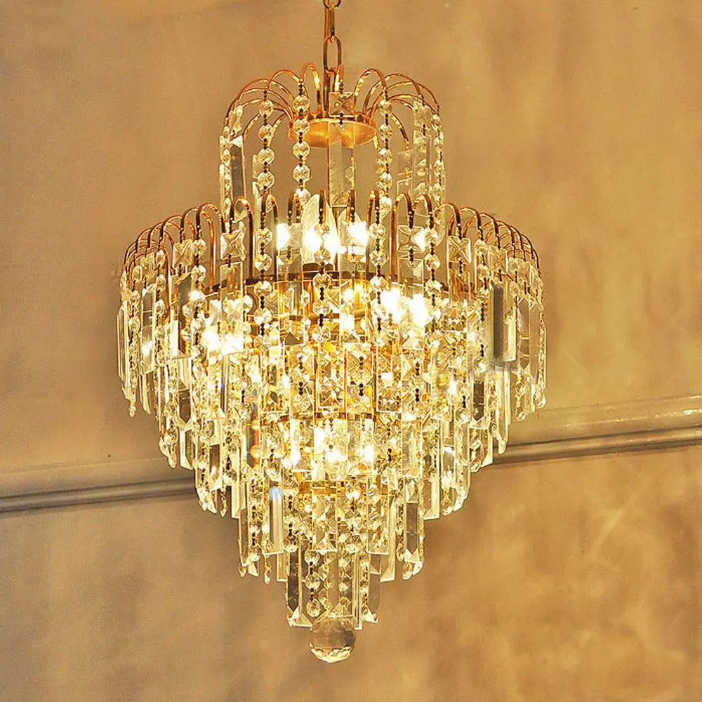 Luxury Royal Golden Crystal K9 Chandelier Crystal Golden Chandeliers Hall Living Room Lighting lustre de cristal