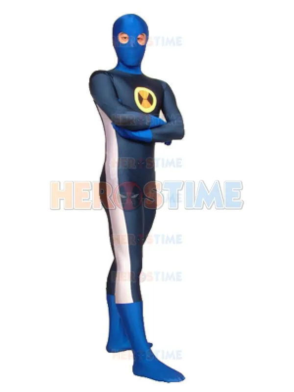 Navy Blue Spandex Superhero Kostým Vlastní styl Zentai oblek Celý Halloween kostým