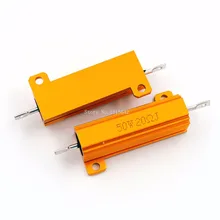 RX24 50W 20R 20RJ Metal Aluminum Case High Power Resistor Golden Metal Shell Case Heatsink Resistance Resistor 20 ohm 50w