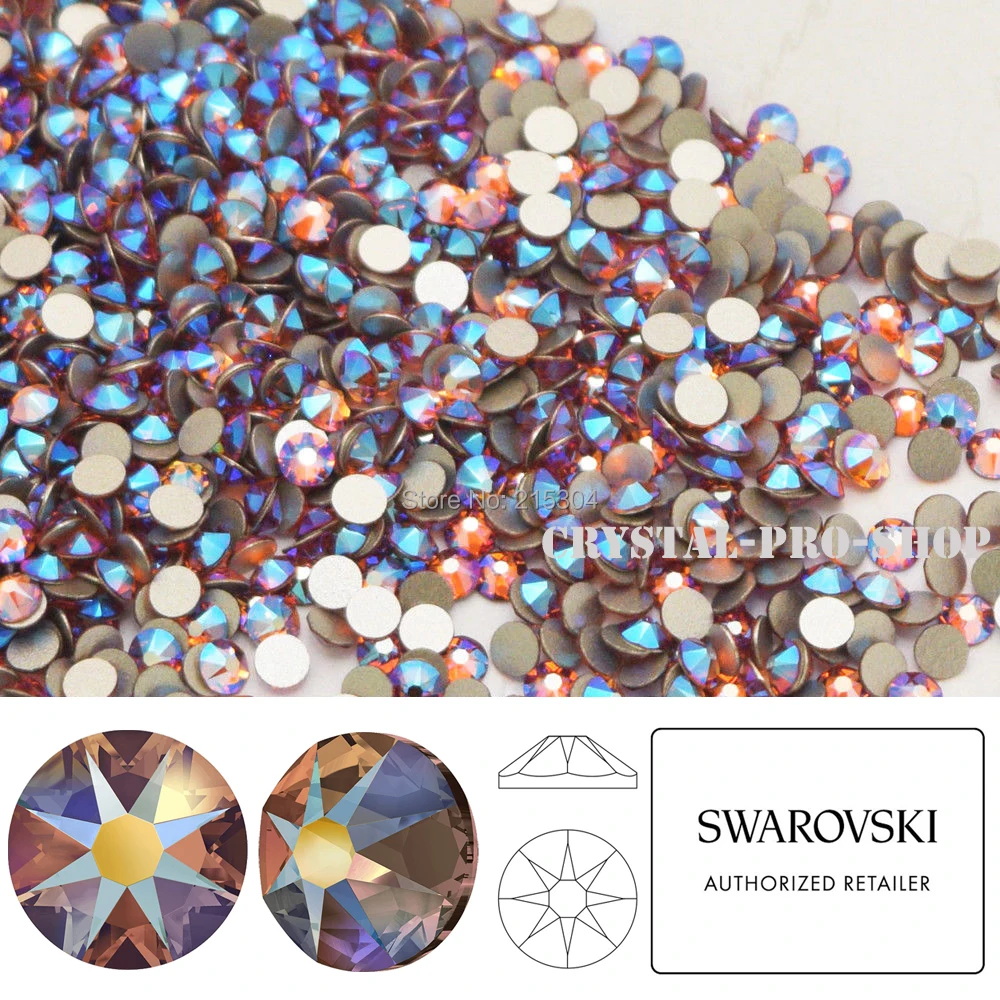 Эффект Swarovski Elements топаз мерцающий(203 прокладка)(ss5-ss30)(без горячей фиксации) плоские стразы для рукоделия