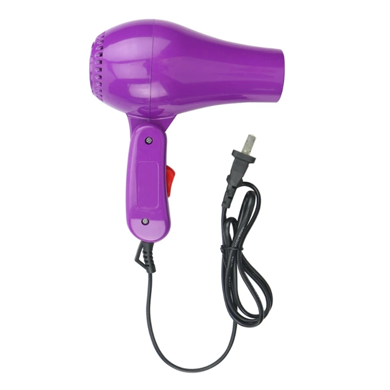 Складной портативный мини фен для волос 850 Вт, фен для волос, компактный вентилятор, адаптер питания, преобразователь напряжения, трансформатор - Цвет: Purple
