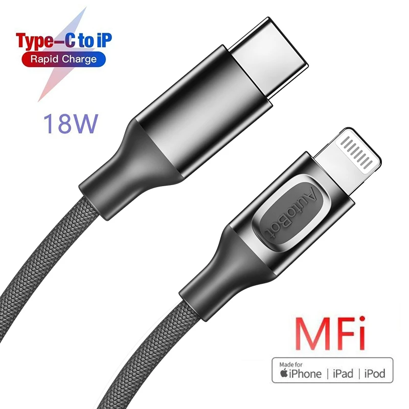 Кабель ROCK MFI type c для iPhone X, Xr, Xs, Max, iPad, iPod, USB-C, type C, до 8 Pin, PD, кабели для быстрой зарядки, кабель для передачи данных Sycn