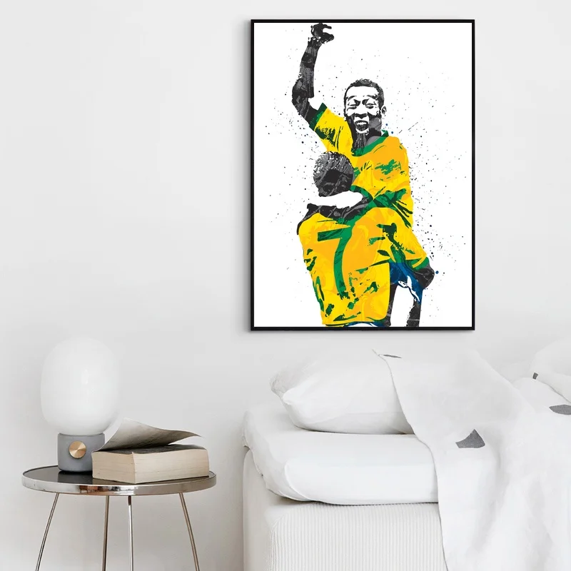 Pele البرازيل لكرة القدم نجم كرة القدم الرياضة قماش ملصق جدار الفن طباعة الاطفال ديكور المنزل ديكور جدار ديكور قماش اللوحة