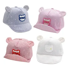 Для новорожденных одежда для малышей Шапки летние дышащие с заячьими ушками Кепки s для девочек и мальчиков Snapback Кепки горошек немного ухо Шапки