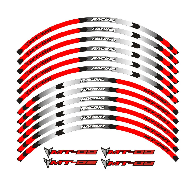 Высокое качество 6 цветов общего назначения колеса мотоцикла отличительные светоотражающие наклейки обода полосы для YAMAHA MT-09 - Цвет: A Red