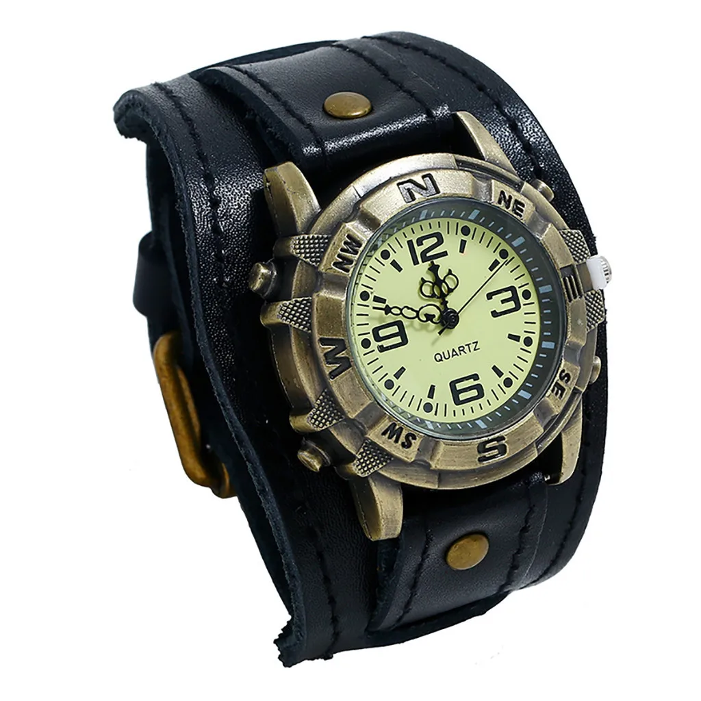 Модные мужские часы в стиле панк ретро с простой пряжкой ремешок кожаный ремешок Часы relogio masculino кварцевые наручные часы reloj saat