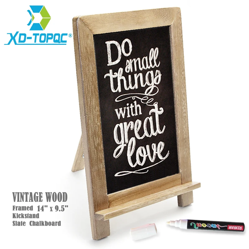 14"x9.5" Slate Chalkboard Vintage Kitchen Easel Blackboard Restaurant Wood Frame Standing Memo