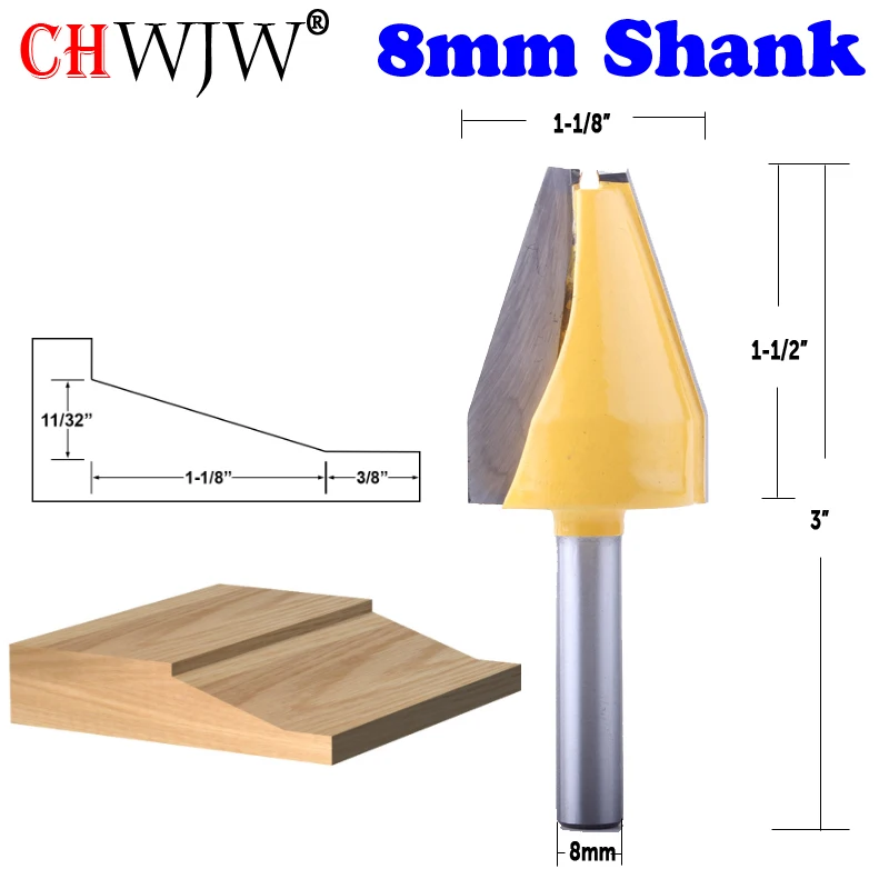  CHWJW 1pc 8mm Shank Panel Raiser Router Bit - Vertical - Bevel Design Woodworking cutter Tenon Cutt