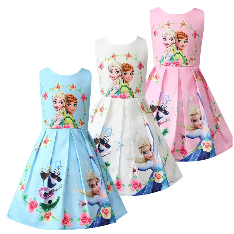 

Summer Anna Elsa Dress for Girls Butterfly Print Dress Toddler Kids Princess Dress Birthday Party Vestidos Baby Girl Clothes