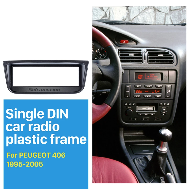 1Din Radio Faceplate Peugeot 406 Black Faceplates & Mounting Frames
