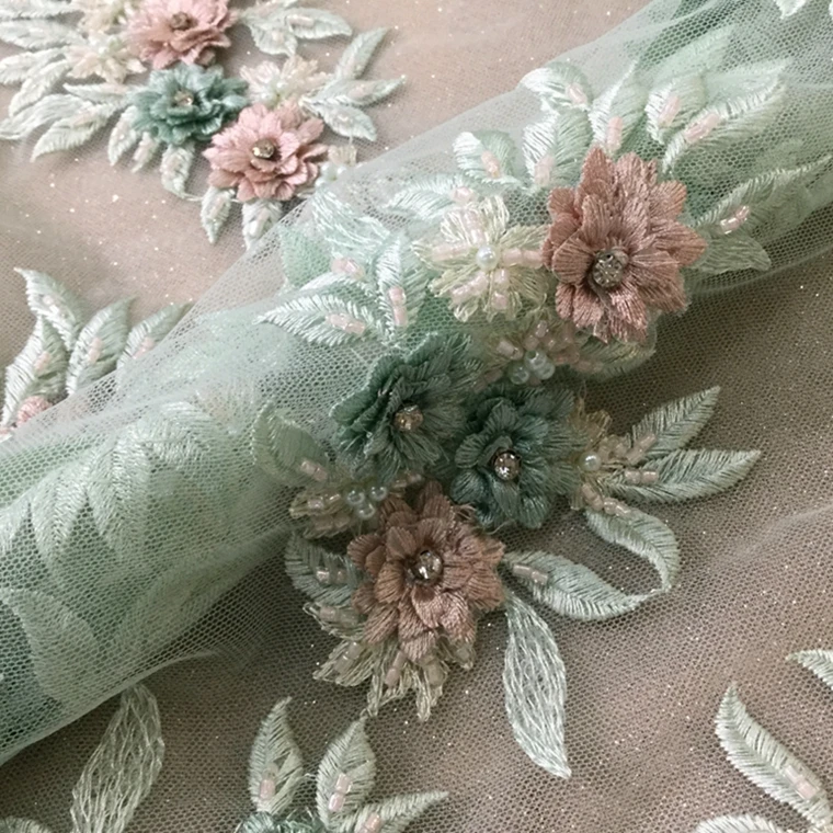

JIANXI.C-52913 top sale embroidery lace mesh for fashion dress pretty beaded african french net fabric for bridal dress