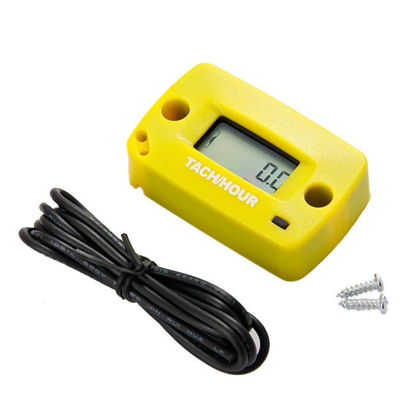 

Resettable Tach/Hour meter Digital Motorcycle Tachometer Hour Meter 60000 RPM 2/4 Stroke for gas engine Yellow RL-HM018R