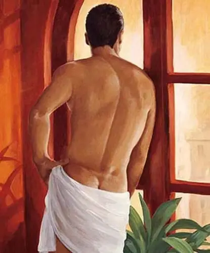 شهوانية الرجل بعد حمام غاي الفائدة عارية الذكور الظهر مثير الحديثة النفط الطلاء شهوانية الرجل بعد حمام غاي الفائدة عارية الذكور الظهر مثير الحديثة النفط الطلاء
