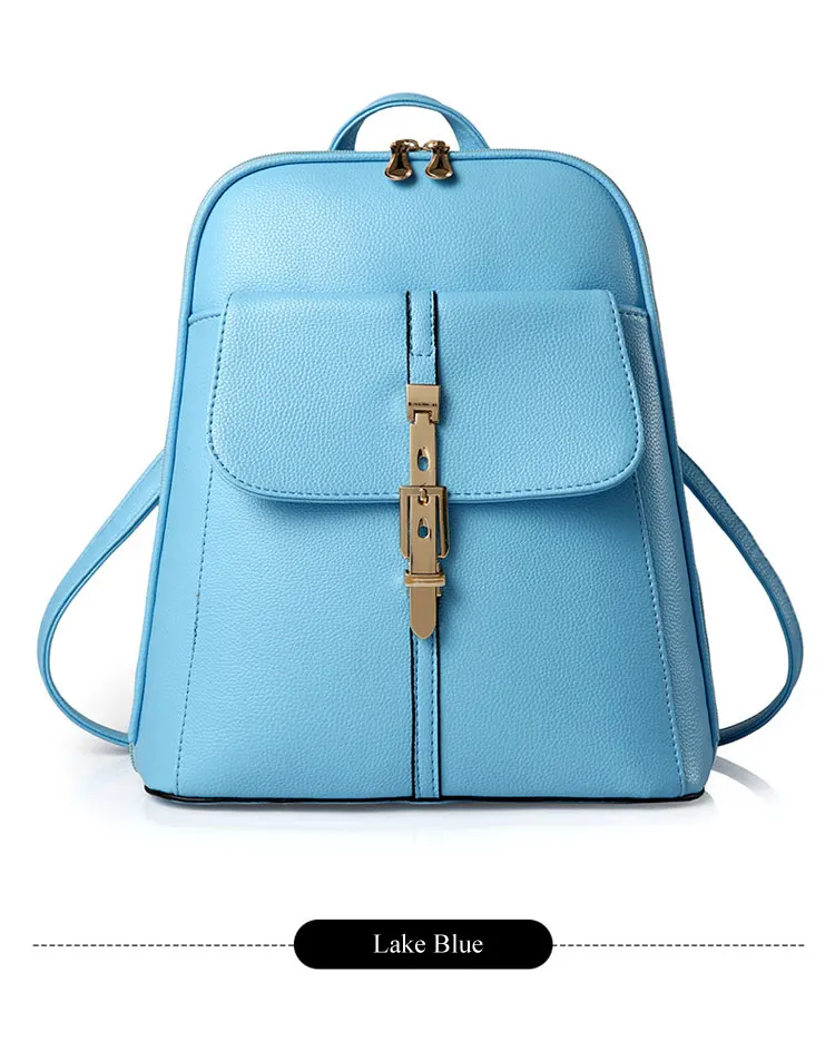 Женский рюкзак высокого качества из искусственной кожи Школьные рюкзаки для девочек маленькие школьные сумки для подростков модный рюкзак женский рюкзак - Цвет: Lake Blue