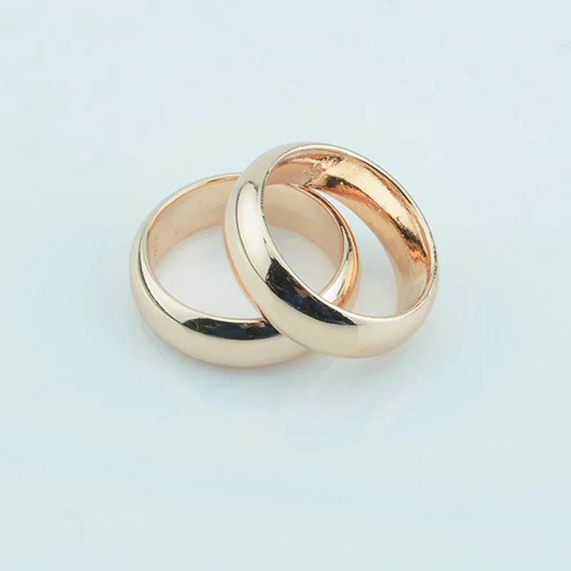FJ 2шт 6 мм для женщин и мужчин пара колец ювелирные изделия 585 розовое золото цвет без камней обручальные кольца большой розовый/желтый Размер
