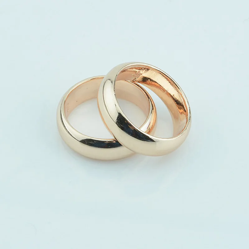 

FJ Wholesale 2pcs 6mm Women Men Couple Rings Jewelry 585 Rose Gold Color Without Stones Engagement Rings Big Rose/Yellow Size