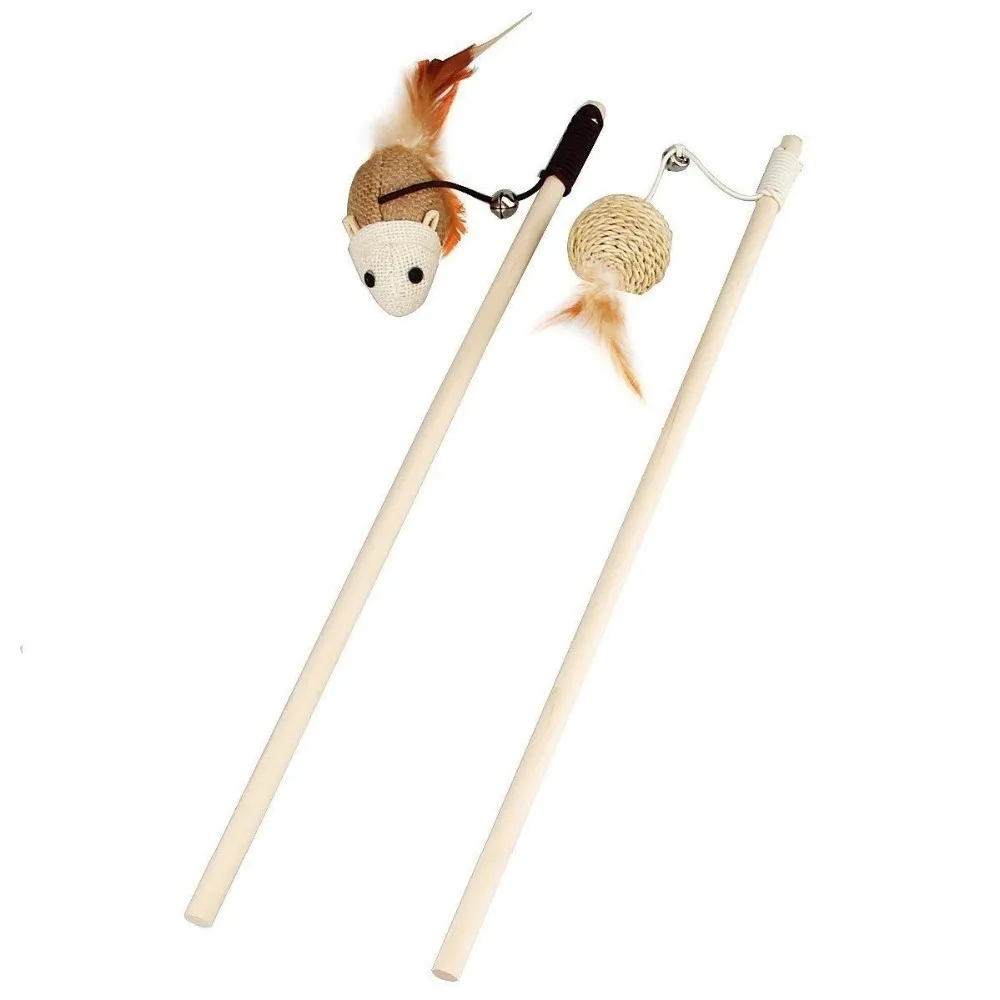 Kitten Cat Pet Feather Toy Wire Chaser Wand Teaser Feather With Bell Beads Play Funny Cat Toys Accessories  (8)