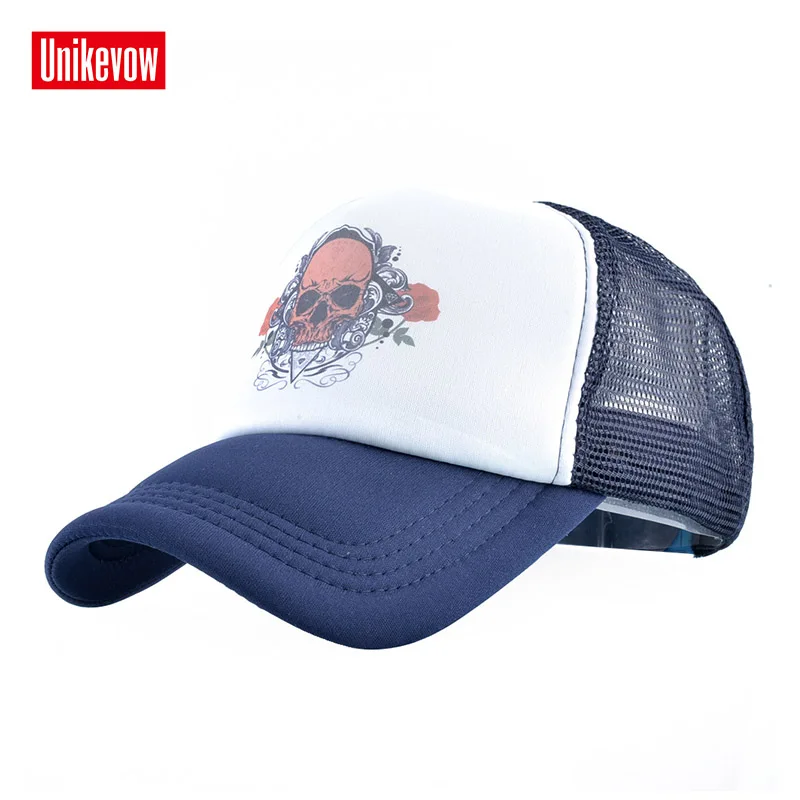 

UNIKEVOW Skull printed Mesh Baseball Cap Men Summer Outdoor Sport Snapback Hat Women Racing Cap Hip Hop Casquette Skateboard[