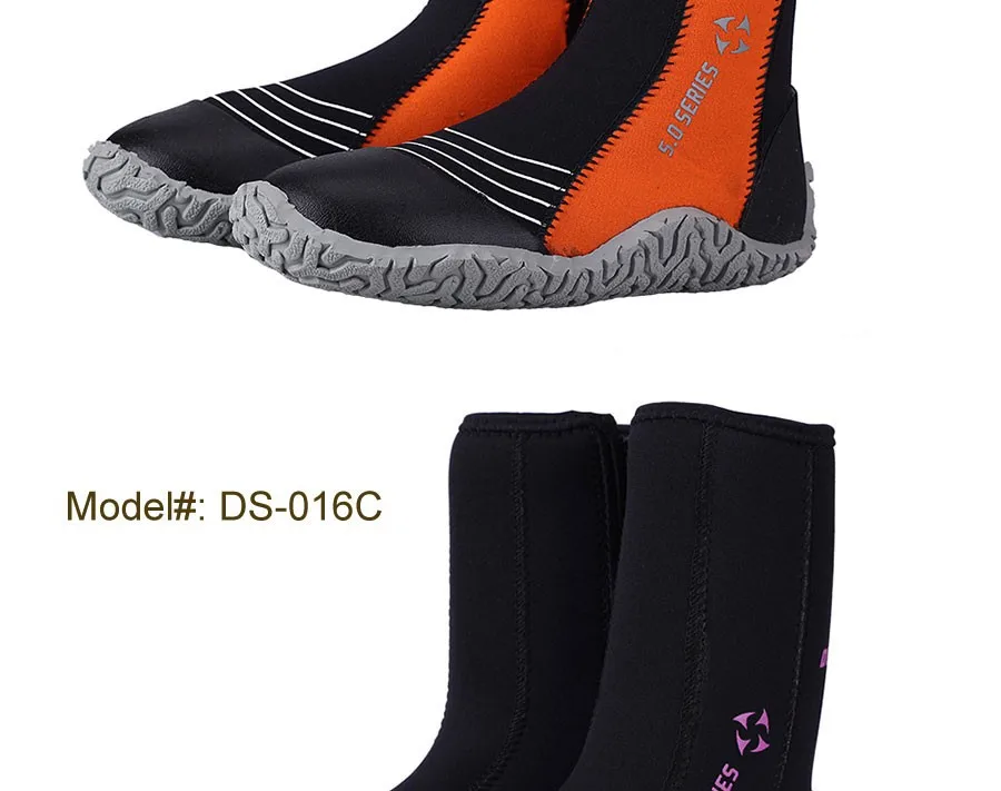 DS-016-3-Premium-5mm-Neoprene-High-Top-Zipper-Boots-and-3mm-Neoprene-Lowt-Top-Pull-On-Shoes-for-Wading,-Fishing,-Diving,-Snorklling-
