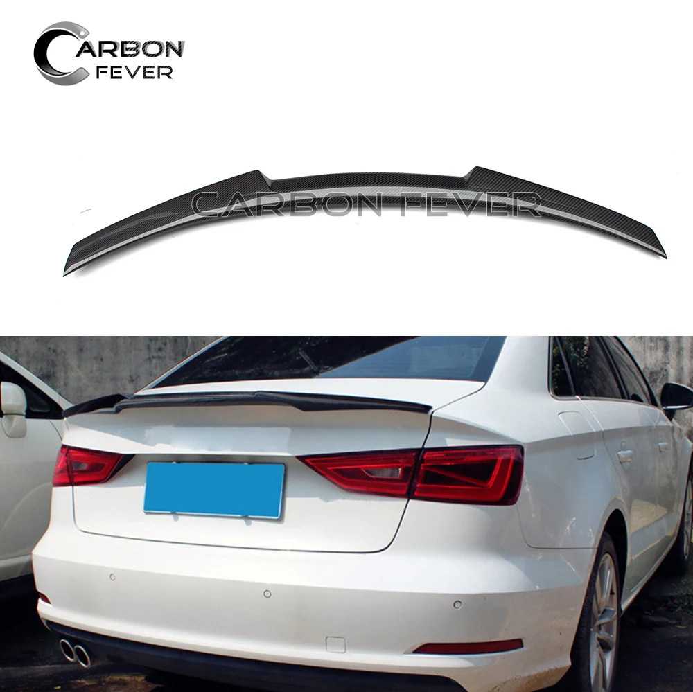 For Audi A3 Carbon Fiber Spoiler Rear Trunk Wing 2013 + 3boxes Sedan