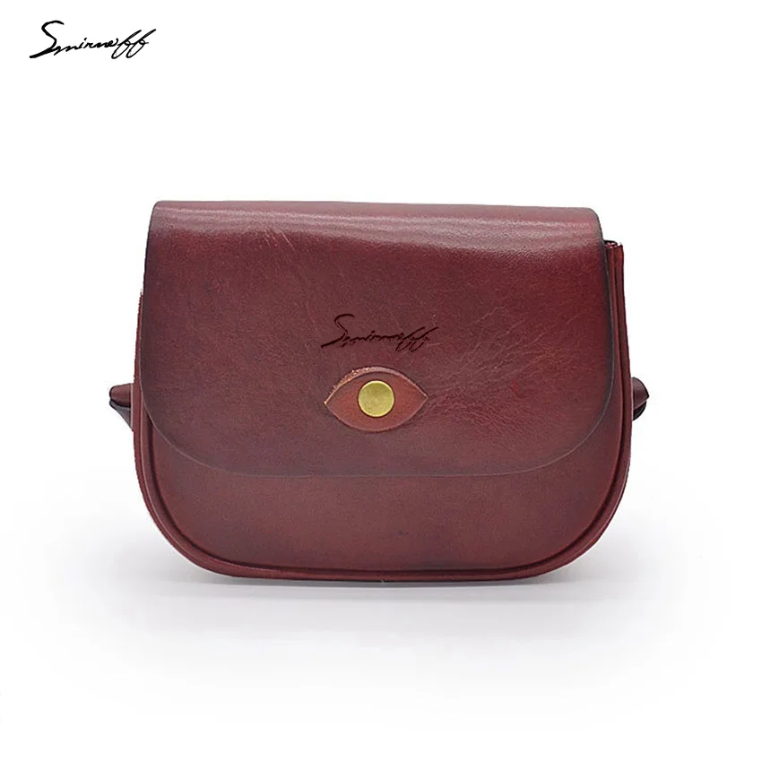 

SMIRNOFF 2017 Summer Genuine Leather Retro Handmade Vegetable Tanned Leather Messenger Bag Women Vintage Simple Mini Bag Female