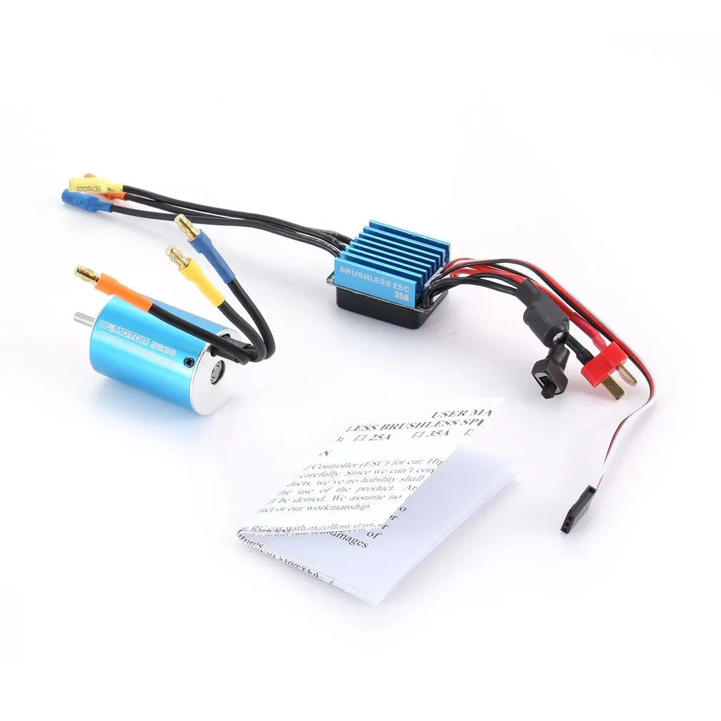 

2838 3600KV Sensorless Brushless Motor with 35A Brushless ESC Electric Speed Controller for 1/14 1/16 1/18 RC Car Drone Acce