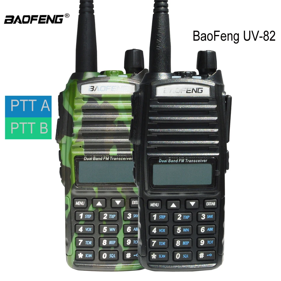 Оригинальная Baofeng UV-82 портативная рация UV 82 портативная двухсторонняя радио двойная PTT Ham CB радиостанция VHF UHF UV82 охотничий трансивер