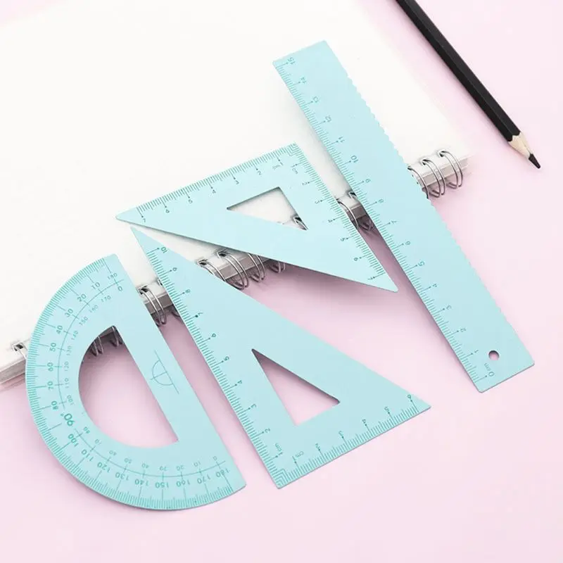 Metal Drawing Measurement Geometry Protractor Triangular Ruler Straightedge School Office Student Stationery Measurement Ruler