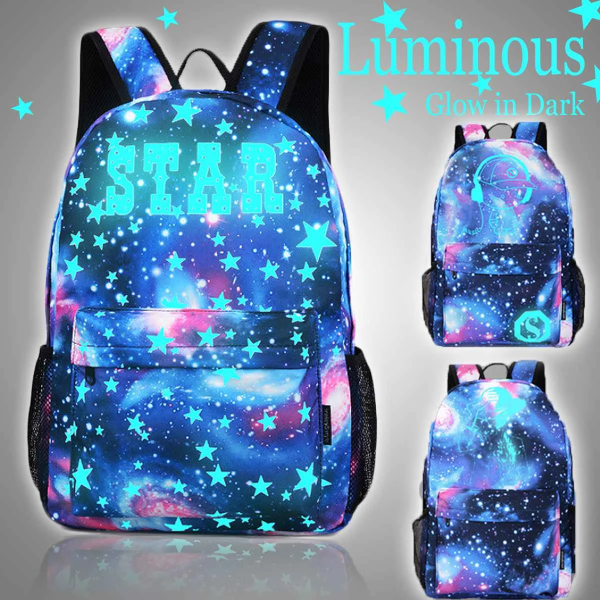 

3 Type Luminous Student School Bag Laptop Backpack for Boy Girl Daypack Glow In The Dark Cartoon Backpack for Camping Travel