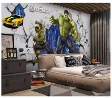 

Wallpaper home decoration 3d custom mural 3D Hulk broken wall gray wall space background children's living room wallpaper mural
