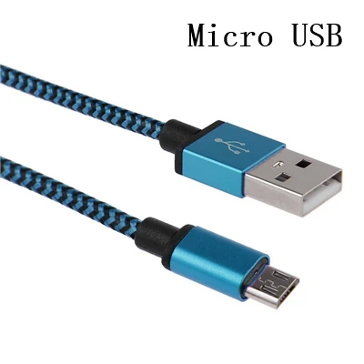 Плетеный кабель Micro usb из нейлонового сплава, короткий 0,2 м, 1 м, 2 м, длинный usb-кабель для зарядки android, для xiaomi, huawei, samsung - Цвет: Blue for android